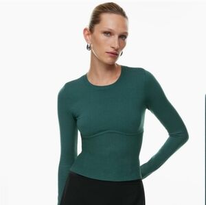 Aritzia Babaton Forest Green Sculpt Knit Empire Longsleeve - Size 2XL